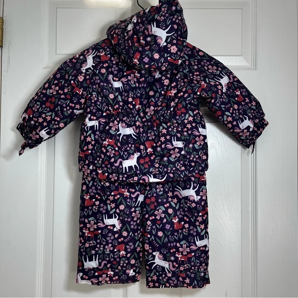 CHILDREN’S PLACE Unicorn Print Kids Snow Pants and Jacket Set Size 12-18 Months